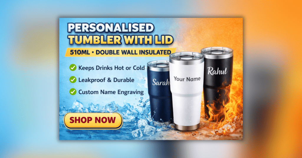 Personalised Tumbler with Lid stainless steel insulated travel mug