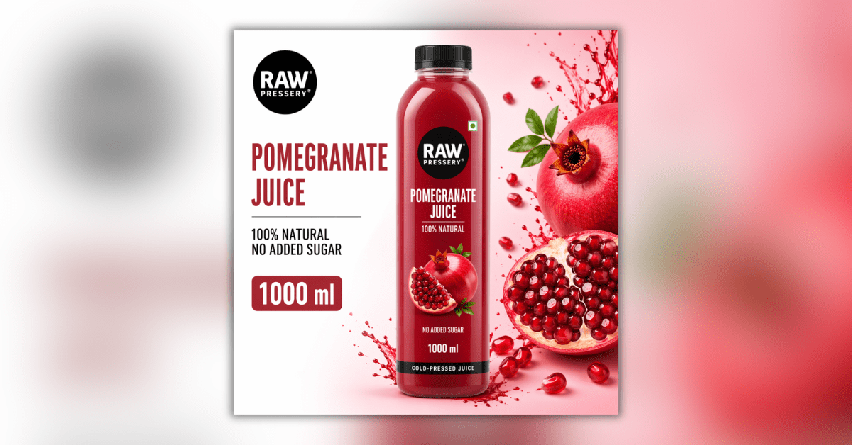 Raw Pressery Pomegranate Juice 1000 ml bottle cold pressed natural drink