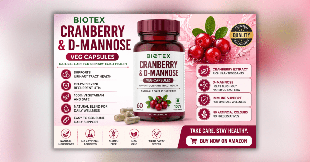 Cranberry & D-Mannose Capsules for urinary tract health and UTI support