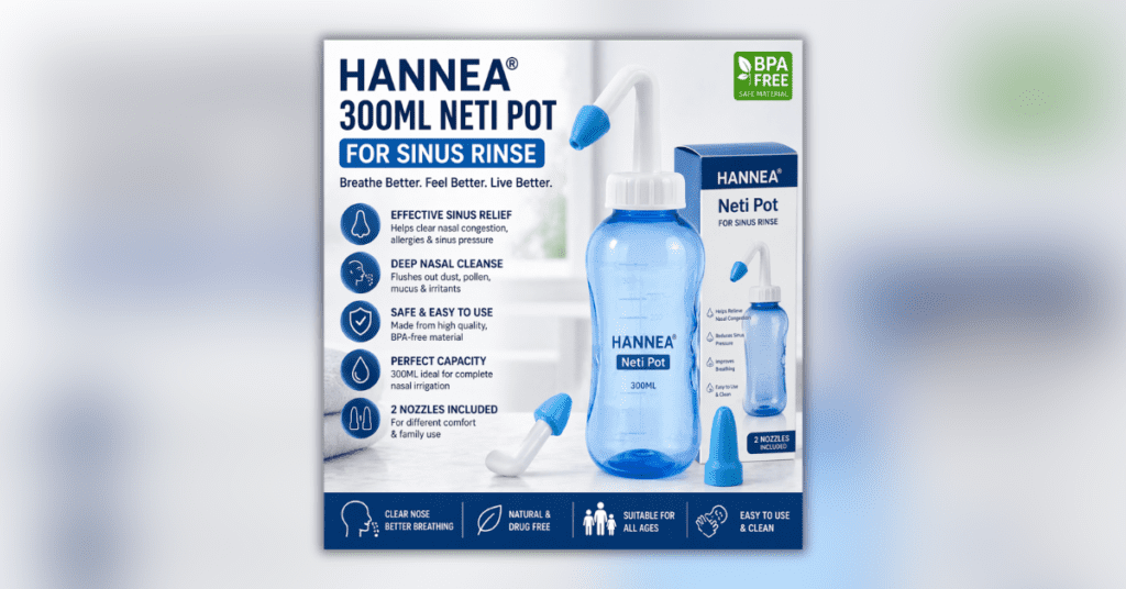 Neti Pot for Sinus Rinse 300ml nasal wash bottle with nozzle for nasal cleaning