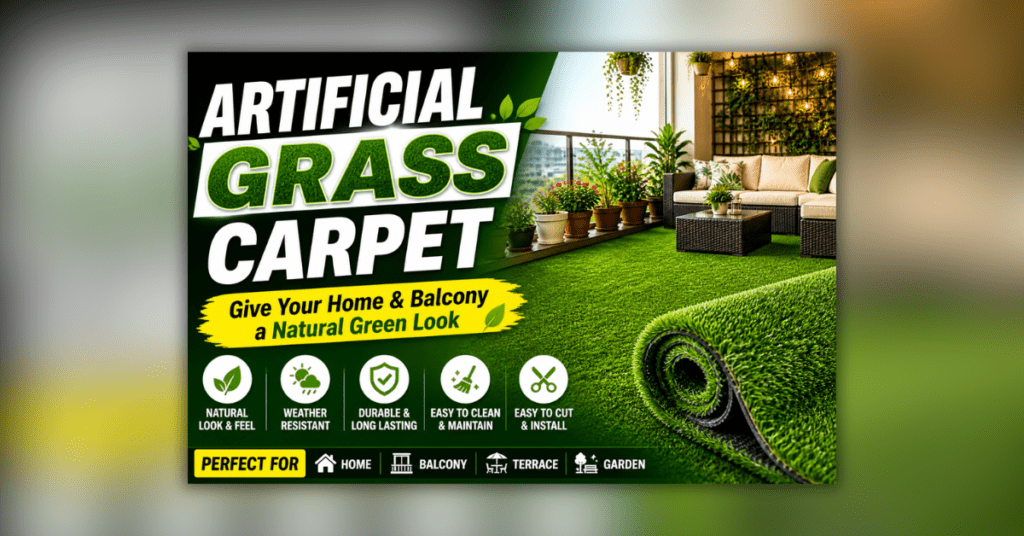 Artificial grass carpet for home balcony and garden decor