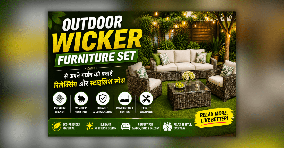 Outdoor wicker furniture set for garden and patio seating