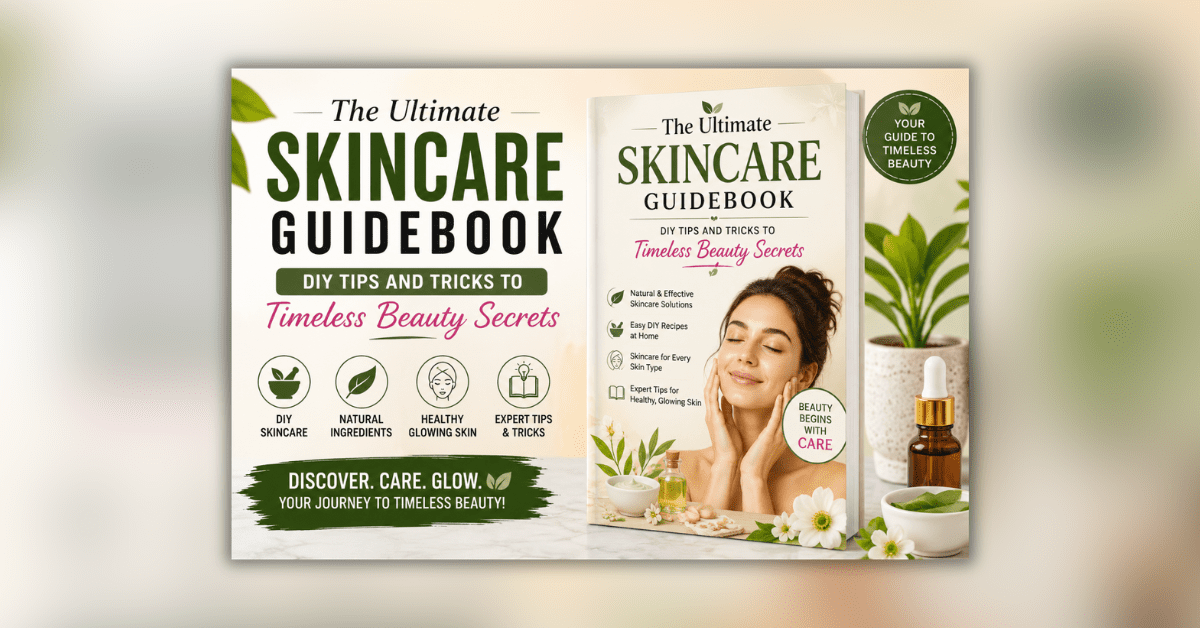 Natural skincare guidebook with DIY beauty tips for glowing and healthy skin