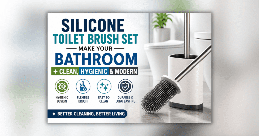 Silicone toilet brush set for hygienic bathroom cleaning