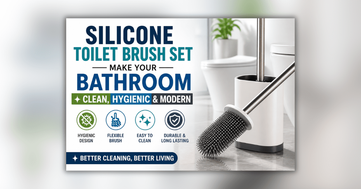 Silicone toilet brush set for hygienic bathroom cleaning