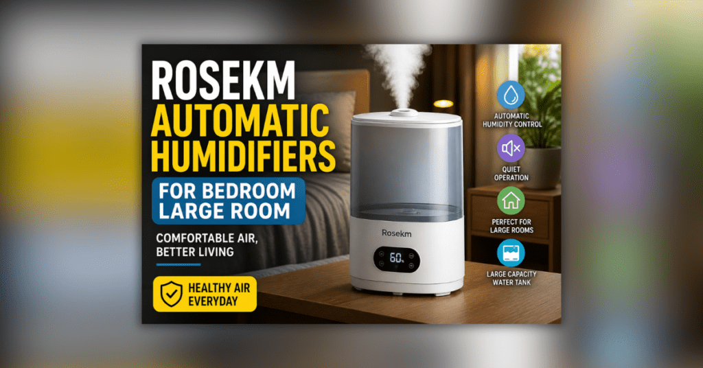 Rosekm automatic humidifier for bedroom and large room with humidity control