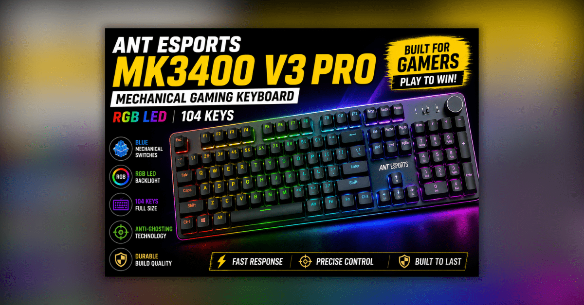 Ant Esports MK3400 V3 Pro mechanical gaming keyboard with RGB LED and 104 keys