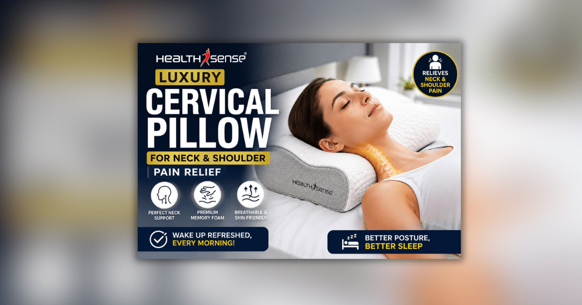 HealthSense Luxury Cervical Pillow गर्दन और कंधे के दर्द से राहत देने वाला मेमोरी फोम तकिया