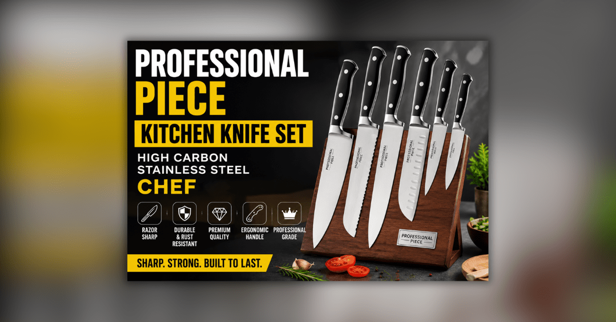 Professional Kitchen Knife Set with High Carbon Stainless Steel Blades for Easy and Precise Cutting