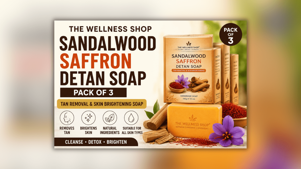 Sandalwood Saffron Detan Soap Pack of 3 for Tan Removal and Skin Brightening