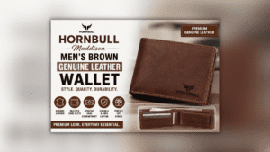 Genuine Leather Wallet for HORNBULL Maddison पुरुषों का ब्राउन जेन्युइन लेदर वॉलेट, प्रीमियम डिज़ाइन और मल्टीपल कार्ड स्लॉट के साथ।
