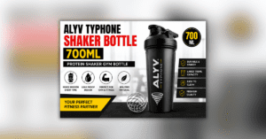 ALYV Typhone Shaker Bottle 700ml प्रोटीन शेकर जिम बोतल, लीक-प्रूफ डिज़ाइन, BPA-फ्री मटेरियल और प्रीमियम फिटनेस फीचर्स के साथ।