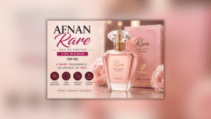 AFNAN Rare Eau de Parfum for Women 100 ML की प्रीमियम परफ्यूम बोतल, लंबे समय तक टिकने वाली आकर्षक खुशबू के साथ।