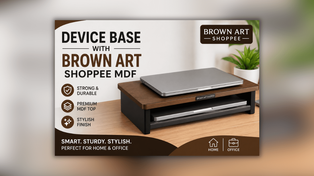 BROWN ART SHOPPEE MDF टॉप वाला डिवाइस बेस – घर और ऑफिस के लिए मजबूत और स्टाइलिश स्टैंड